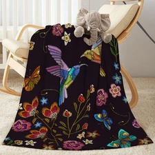 Hummingbird Bird Fleece Throw Blanket Ultra Soft XS-40x30in, #01 