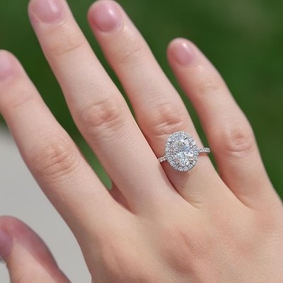 Ovalschliff Diamant Ring 18 Karat Weißgold Lab Grown 2,65 Karat IGI E F VVS2 ...