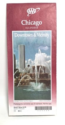 Chicago Illinois IL Downtown Vicinity Paper Folding Road Travel Map Guide 1999