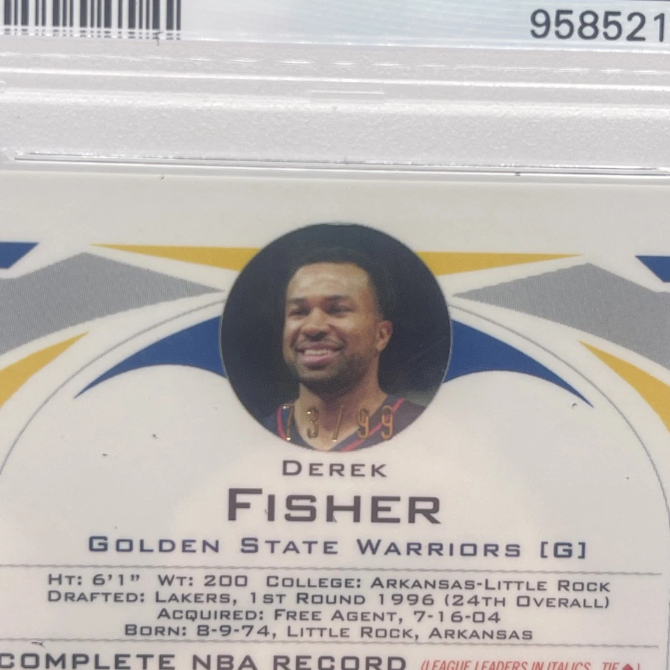 Derek Fisher 2004 Topps cromo refractor dorado #138 PSA 9/99  Foto 3 de 4