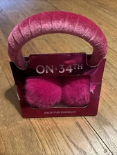 On 34th Faux Fur Earmuffs Bright Pink Comfort Headband New In Box