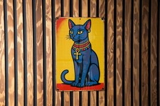 Egyptian Cat Comic Style Retro Art with Tin Metal Signs Home Décor 8x12