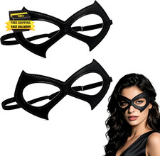 2 Pack Cat Mask for Women Halloween Black Masquerade Eye Mask Costume