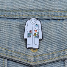 Floral Lab Coat Enamel Pins Custom Doctor Nurse Uniform Brooches Lapel Badges Ca
