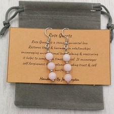 Handmade Crystal Gemstone Healing Chakra 6mm Bead Hook Earrings Various Crystals