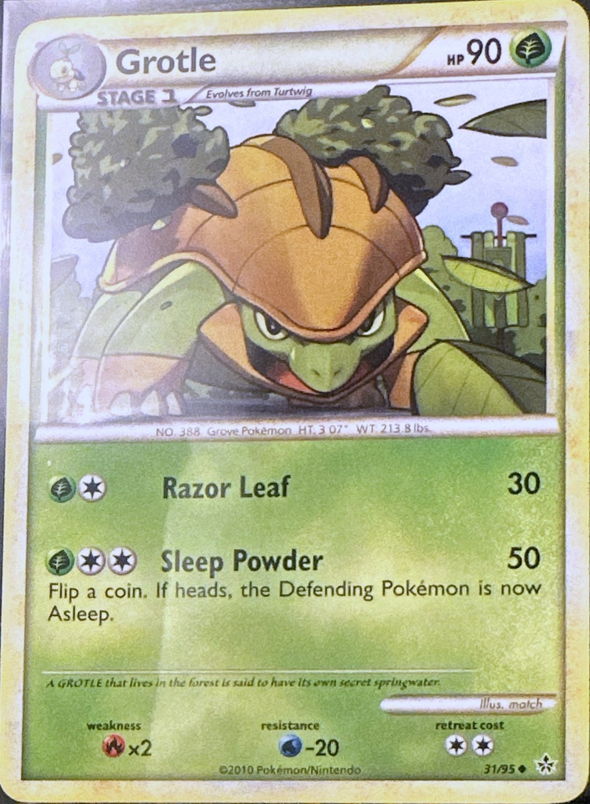 Grotle 31/95 Uncommon HGSS Unleashed Pokemon Lightly Played