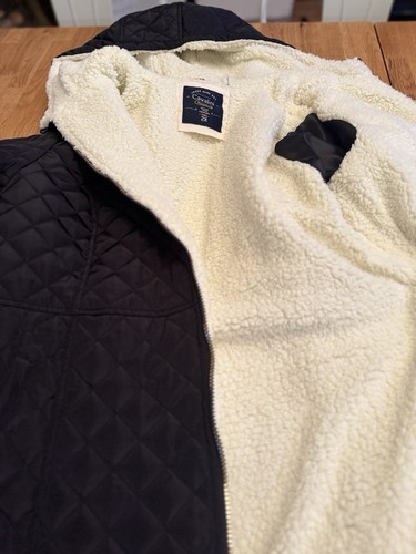 Cavalini Quilted Jacket Hooded Black Zip 3/4 length Faux shearling fleece 2X NWT - Picture 10 of 19