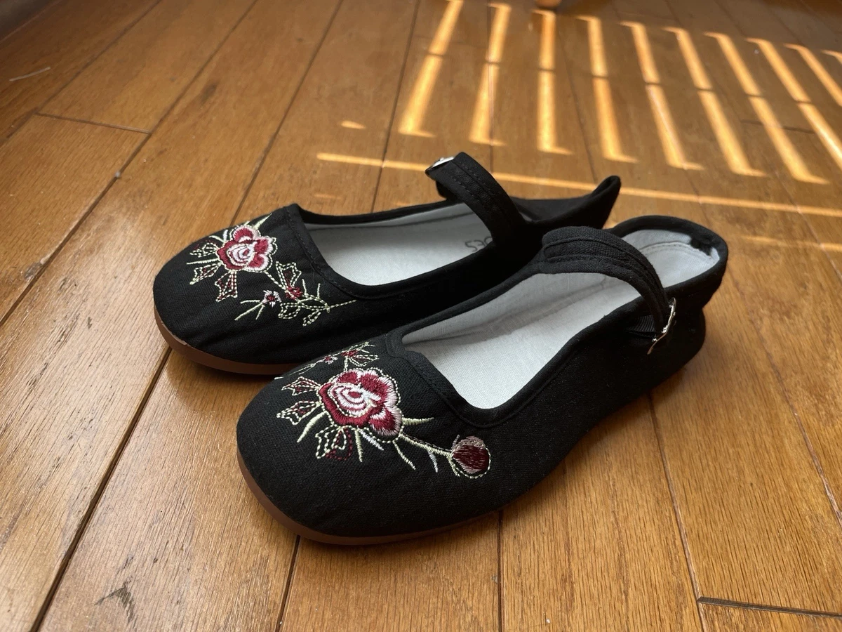 Hcclijo Hanfu EmbroideShoes - Zapatos Planos Chinos Tradicionales Antiguos Para Mujer, Zapatos Hanfu Para Mujer