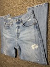 LEVIS Premium 501 Button Fly High Rise Faded Distressed Denim Blue Jeans 27x25 — photo 4