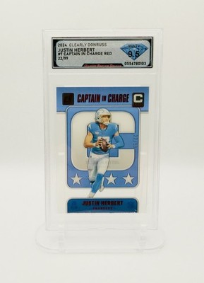 2024 NFL Clearly Donruss Justin Herbert Captain In Charge Red /99 Graded Slab