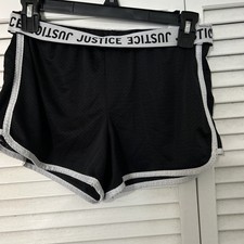Justice Girls Polyester Mesh Athletic Shorts Black SZ 16