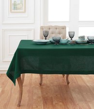 Solino Home 100 Pure Linen Tablecloth Rainforest Hemstitch, 60 x 90 in