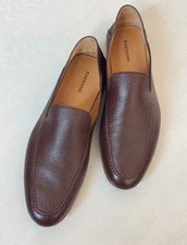 Manganni Loafers Mens Size 10 Cognac Grained Leather, Made in Spain
