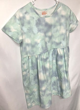 Cat Jack Girls Size XL 14 Blue Green White Cotton Poly Casual Dress