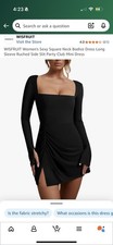 Women’s Sexy Square Neck Long Sleeve Little Black Dress