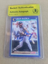 Carlos Baerga Signed 1991 Score Baseball Card Indians BGS Coa
