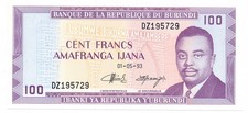 Banque de la Rupublique du Burundi Burundi 100 Francs 1993 Unc