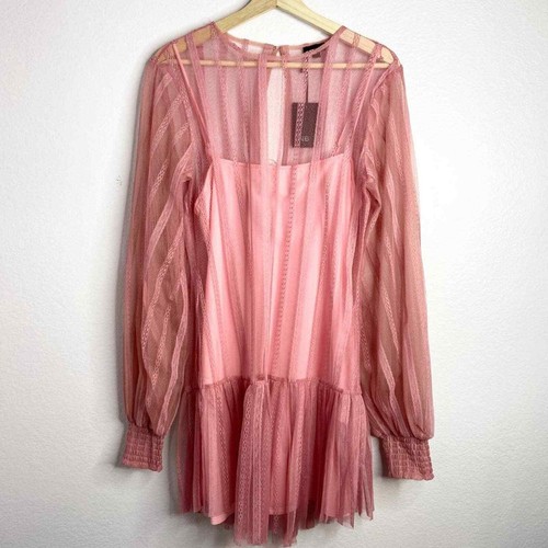 NBD Alma Lace Mini Dress In Blush Pink NWT Women's Size XL - Picture 2 of 10
