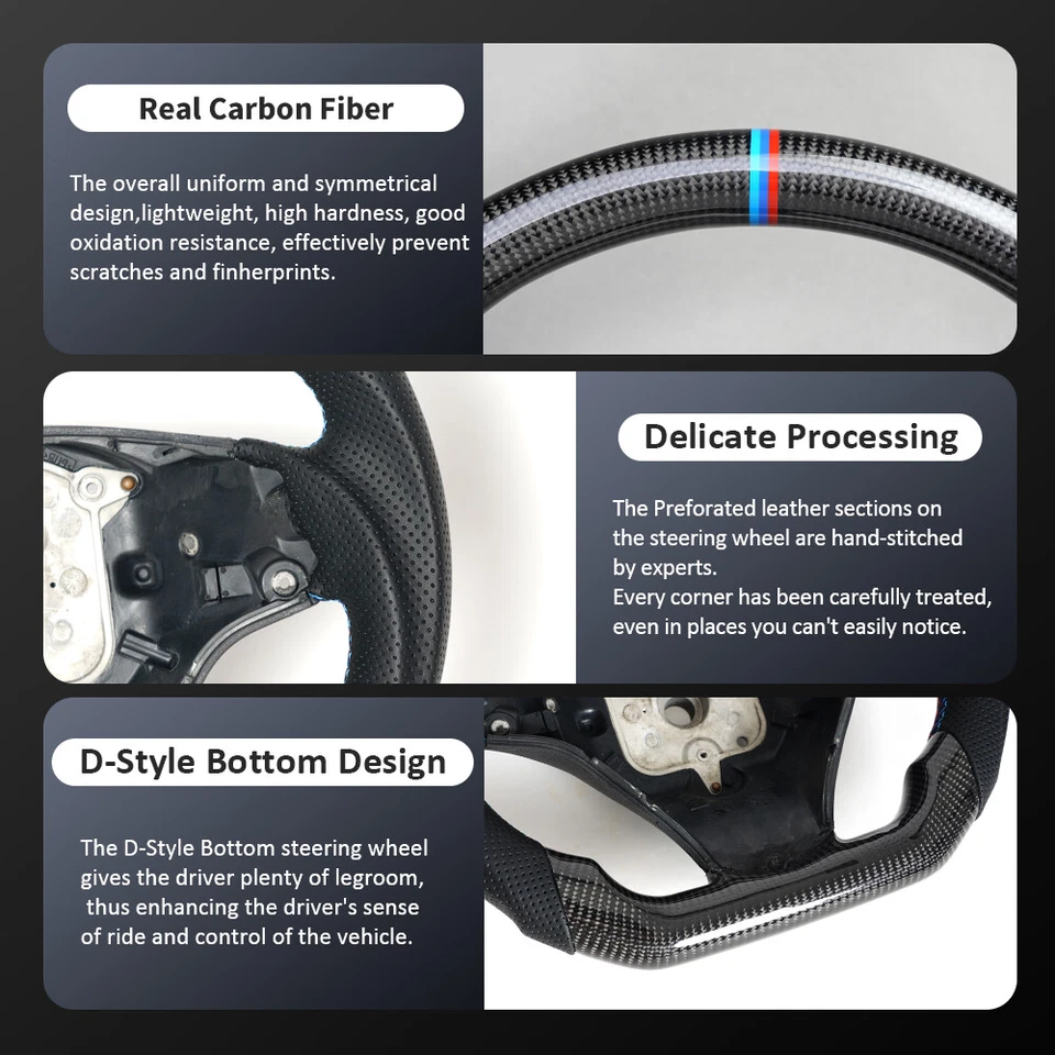 🔥Volante de fibra de carbono para BMW E90 E92 E93 M3 328i 335i manual 2005-2013 Foto 4 de 4