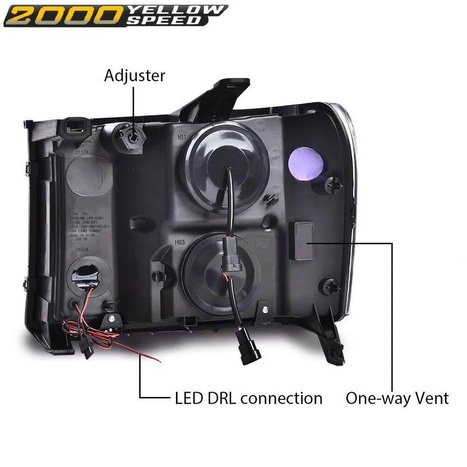 Smoke Lens Dual Projector LED Headlights Fit For 07-14 GMC Sierra 1500 2500 3500 - Image 3 of 4