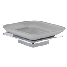 DianHydro Maela Chrome Metal Glass Square Soap Dish Bathroom Accessories