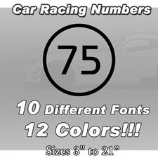 2 pack Racing Car numbers die-cut decal circle door custom number rally sport V7