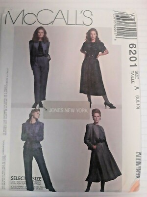 McCall's 6201 Jacket Top Skirt Pants Sewing Jones Ladies 6 8 10 UC Suit Work