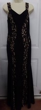 Women's Sz 2 Ann Taylor Floor Length Sleeveless Black w/ Lace Evening Dress NEW