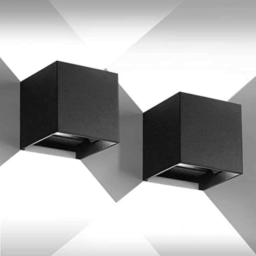 Set 2 Applique LED Esterno 12W CANMEIJIA Design Cubo IP65 3000K