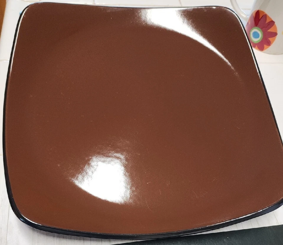 Corelle Hearthstone Stoneware Dinner Plate Brown & Black Trim 11.5" Large 1 Each - Image 3 of 4