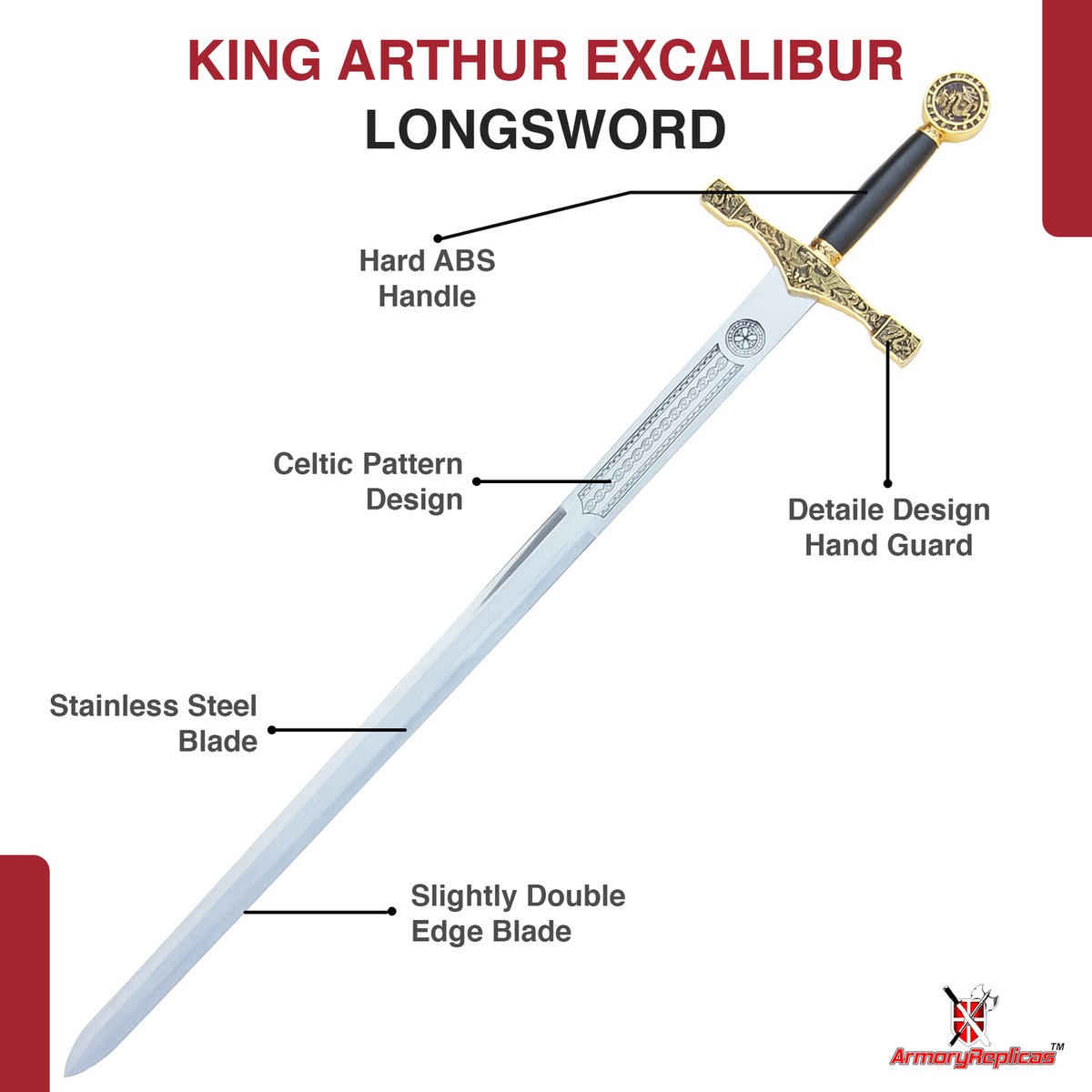KING ARTHUR LEGEND OF THE SWORD EXCALIBUR STAINLESS STEEL