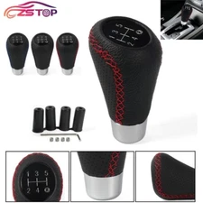 5 Speed Universal Black Leather Manual Car Gear Stick Shifter Shift Knob Lever