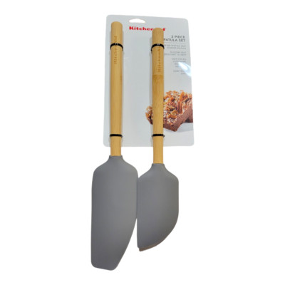 KitchenAid  2-teiliges Spatula-Set, Bambusgriffe/Silikon, Mixer +Scraper-Spatel