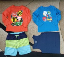 Lot of 4 Boys Clothes Swim Trunks,Long Sleeve Top, Tank Size 5 y.o.