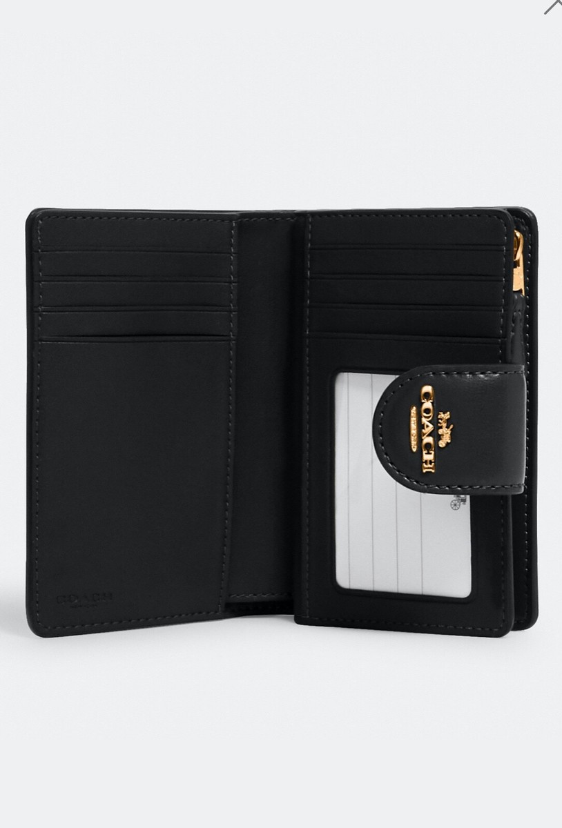 ◇DEINET◇ DEINET SIGNATURE WALLET IN BLACK NWT Coach Medium Corner Zip Wallet Signature Canvas Gold