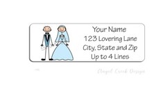 60 Personalized Return Address Labels 2/3" x 1 3/4"- Wedding Stick People