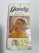 Vintage Goody Rain Hood w/Purse Pouch 1989 Weather Protection 00388 Yellow Clear