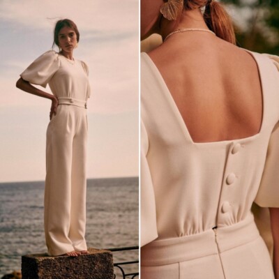 Sezane Claude Jumpsuit Sz 42 US 10 NWT Bridal Bride Wedding