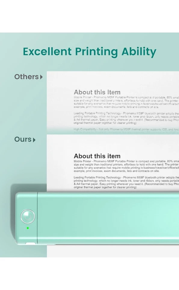 Phomemo M08F Portable Thermal Printer, Mobile Monochrome Printer Supports A4 - Image 4 of 4