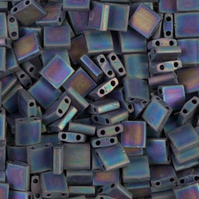 Miyuki Tila 2-Hole Square Beads 5mm Jet Black Matte  AB MBTL-401FR