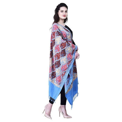 New Women's Kashmiri Aari Embroidered Viscose Shawl Stole Scarf Wrap - Picture 3 of 6