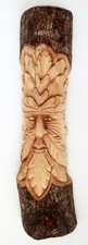 Hand Carved Wooden Green Man Half tree stump 50 cm CARVING for inside/ outside