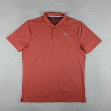 Nike Polo Shirt Mens Large Dark Orange Dri Fit Performance Short Sleeve