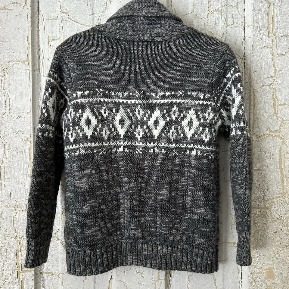 Carter’s Boys 4T Gray Ivory Fair Isle Button Cardigan Grandpa Fisherman EUC - Image 3 of 4