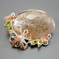 Handmade 34ct+ Natural Sunstone Brooch 925 Sterling Silver  /NB29518