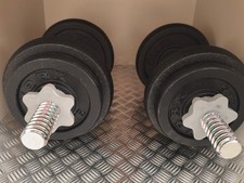 Cast Iron Spinlock Dumbbell York Fitness 20kg Hand Weights Set of 2 - Black