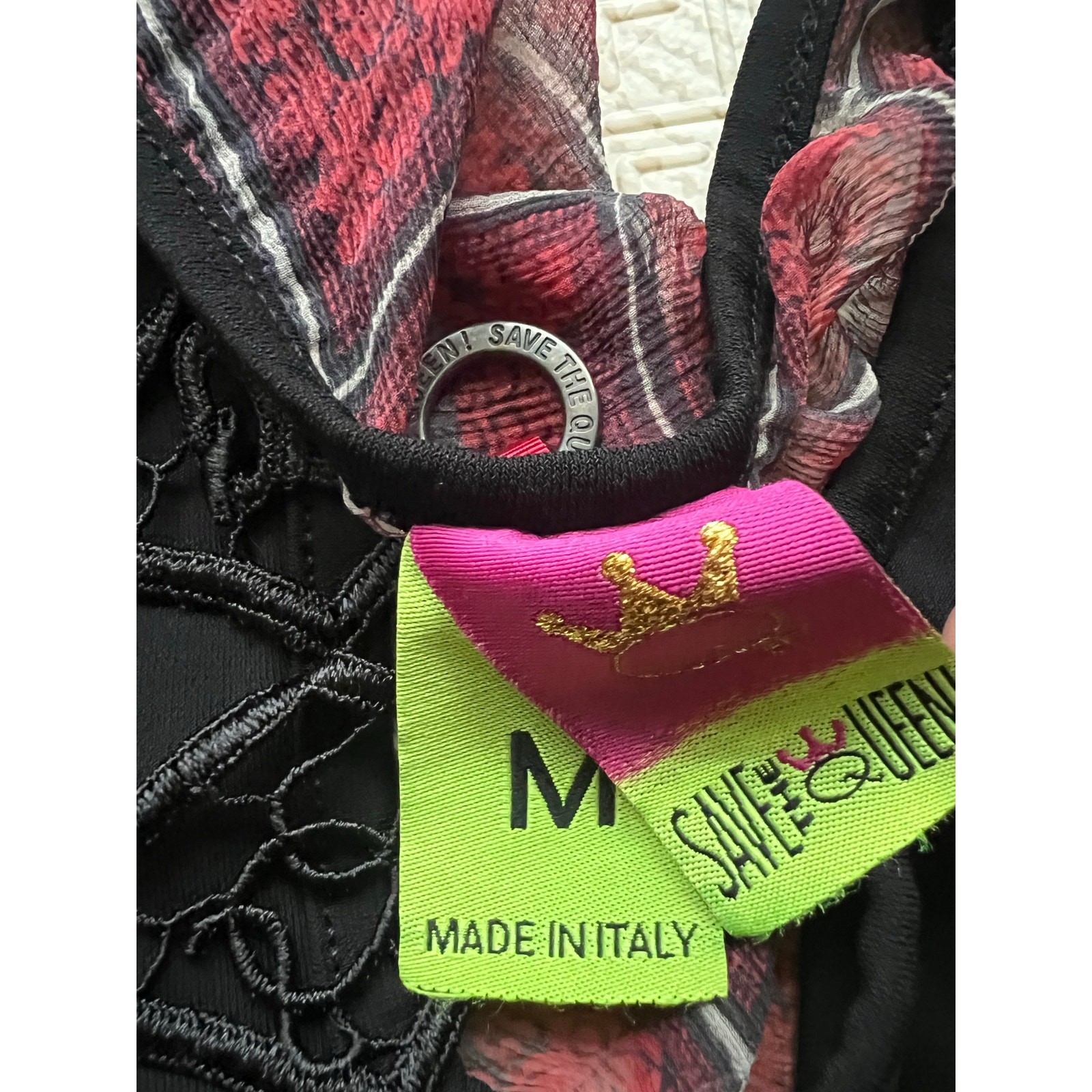 Save the Queen Gothic Patchwork 100% Silk Tunic D… - image 7