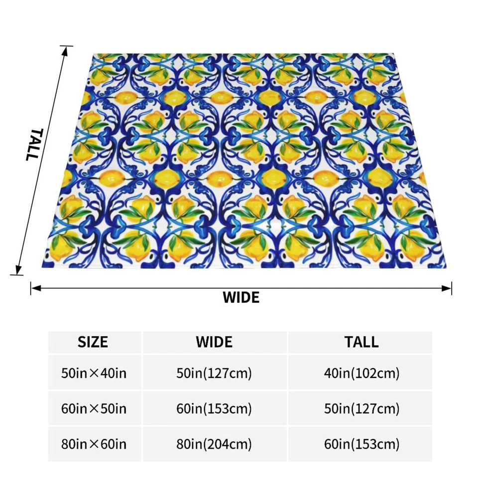 Manta Azulejo Limón Regalos para Mujeres Hombres Adultos Amantes del Limón, Limones Amarillos Plu... Foto 3 de 4