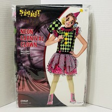 Spirit Halloween Neon Carnival Clown Costume Child Size Small 4-6