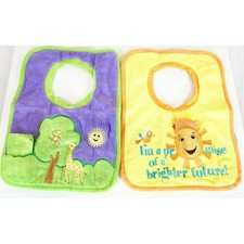 Set of 2 New Norwex Baby Bib Yellow Sunshine Purple Tree Washcloth Microfiber